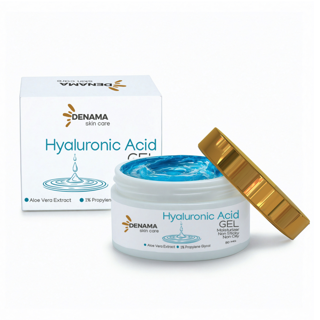 DENAMA Hyaluronic Acid Moisturizer Gel - Non-Sticky, Non-Oily Formula for Men & Women | 1% Hyaluronic Acid